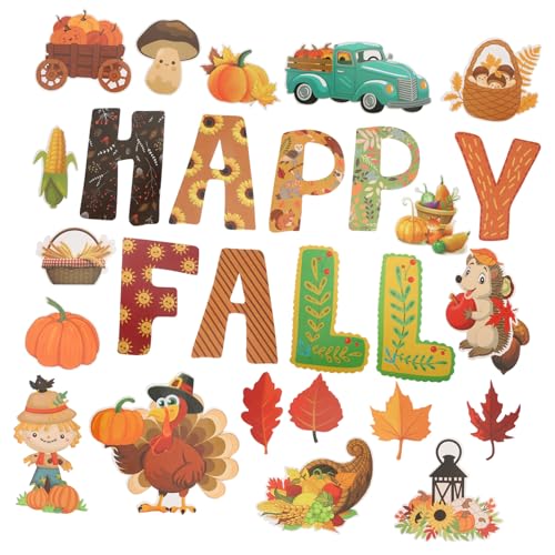 VINTORKY Herbstliche Thanksgiving Bastelsets für DIY Papierdekorationen Klassenzimmer Pinnwand Deko mit Bunten Papierschnitten für Party und Schulanfang von VINTORKY