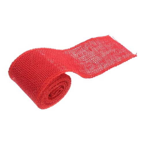 VINTORKY Juteband Rot Breit Natürliches Bastelband für Weihnachtsdeko Adventskranz Hochzeit Geschenkverpackung Umweltfreundliches Jute-sackleinen mit Grober Textur von VINTORKY