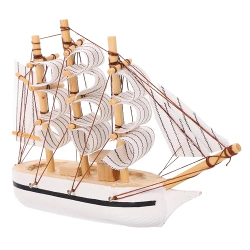 VINTORKY Segelboot Modell aus Holz Handgefertigtes Einzigartiger Tortenaufsatz für Besondere Anlässe Mediterraner Tischboot Ornament für Zuhause von VINTORKY