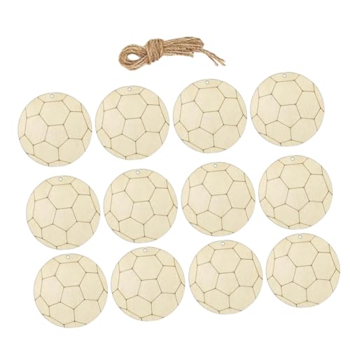 VINTORKY Unbehandelte Holz Fußball Anhänger DIY Graffiti Holzscheiben zum Bemalen Bastelset für Partydekorationen und Kreative Handwerksprojekte von VINTORKY