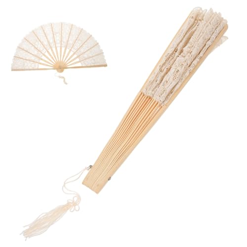 VINTORKY Vintage Handfächer aus Spitze Tragbarer Faltfächer aus für Hochzeiten Partys und Tanzaufführungen mit Quaste und Dekorativem Design von VINTORKY