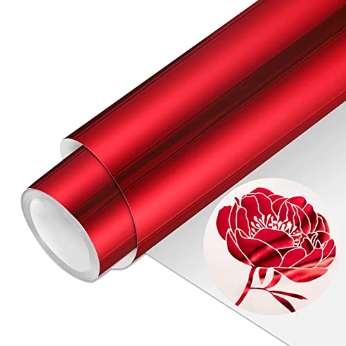 VINYL FROG HTV-Vinyl-Rolle, Metallfolie, 30,5 cm x 1,5 m, Rot, Wärmetransfer-Vinyl, Chrom, zum Aufbügeln, leicht zu schneiden und zu jäten, DIY-Heißpress-Design für T-Shirts VINYL FROG HTV-Vinyl-Rolle, Metallfolie, 30,5 cm x 1,5 m, Rot, Wärmetransfer-Vinyl, Chrom, zum Aufbügeln, leicht zu schneiden und zu jäten, DIY-Heißpress-Design für T-Shirts von VINYL FROG