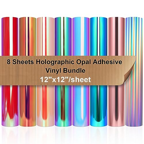 Holographic Adhesive Vinyl Pack 30.5x30.5cm 8 Blatt Bundle/Variety Pack Chrome Sign Vinyl Funktioniert mit Silhouette Cameo, Cricut und anderen Schneidern, DIY Design für Dekorationen von VINYL FROG