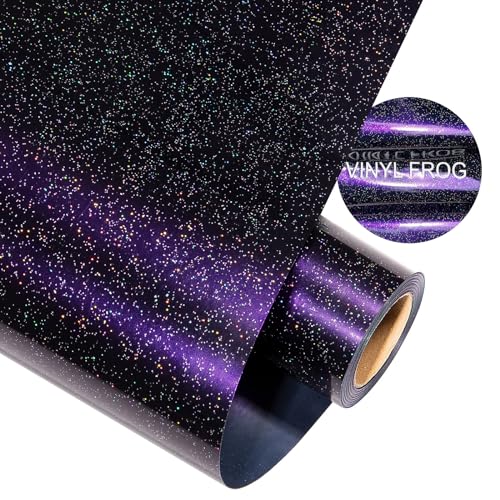VINYL FROG Chamäleon-Wärmetransfer-Vinyl, 30,5 x 2,4 m, Farbverlauf, schwarz schimmernd, HTV-Vinyl, glänzendes Metallic-Vinyl zum Aufbügeln, für T-Shirts, leicht zu schneiden und zu jäten (schwarz zu VINYL FROG Chamäleon-Wärmetransfer-Vinyl, 30,5 x 2,4 m, Farbverlauf, schwarz schimmernd, HTV-Vinyl, glänzendes Metallic-Vinyl zum Aufbügeln, für T-Shirts, leicht zu schneiden und zu jäten (schwarz zu von VINYL FROG