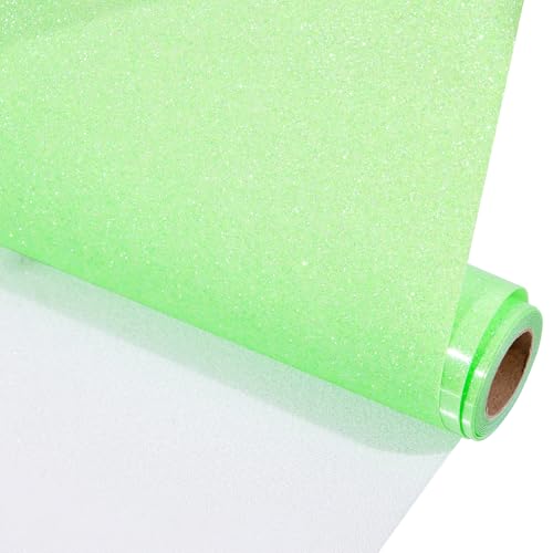 VINYL FROG Glitzer-Wärmetransfer-Vinyl, 25,4 cm x 1,5 m, Grüner Glitzer, HTV zum Aufbügeln für T-Shirts und Andere Stoffe von VINYL FROG