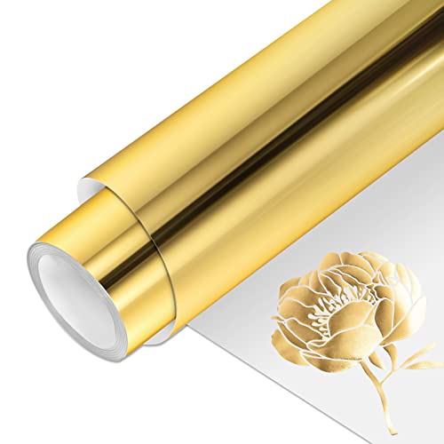 VINYL FROG HTV Vinyl-Rolle, Metallic-Folie, 30,5 x 155 cm, goldfarben, verchromt, zum Aufbügeln, Vinyl, einfach zu schneiden und zu Unkraut DIY Heat Press Design für T-Shirts von VINYL FROG