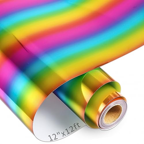 VINYL FROG HTV-Vinyl-Rolle, Metallic-Folie, 30,5 x 3,6 m, Regenbogen-Chrom, Wärmetransfer-Vinyl, zum Aufbügeln, einfach zu schneiden und zu entgitten, DIY Heat Press Design für T-Shirts VINYL FROG HTV-Vinyl-Rolle, Metallic-Folie, 30,5 x 3,6 m, Regenbogen-Chrom, Wärmetransfer-Vinyl, zum Aufbügeln, einfach zu schneiden und zu entgitten, DIY Heat Press Design für T-Shirts von VINYL FROG
