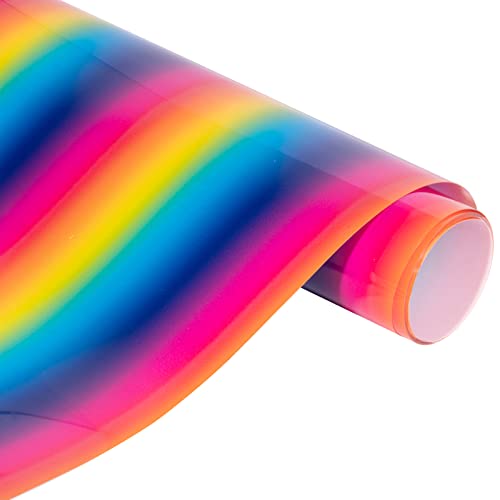 VINYL FROG Regenbogen-Wärmetransfer-Vinyl, 30,5 x 183 cm, HTV-Vinyl, zum Aufbügeln auf Vinyl für DIY-T-Shirts oder Stoffe von VINYL FROG