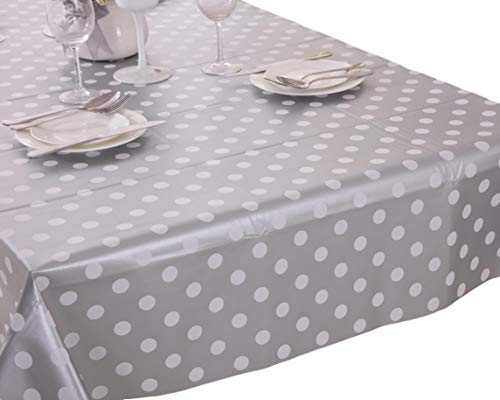 Vinylla, gepunktete Tischdecke, Wachstuch, PVC, leicht abwischbar, silberne Farbe, PVC, silber, 140x240cm Vinylla, gepunktete Tischdecke, Wachstuch, PVC, leicht abwischbar, silberne Farbe, PVC, silber, 140x240cm von VINYLLA