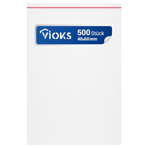 VIOKS Zip Beutel 500 Stück - Kleine Plastiktüten mit Verschluss 40 x 60 mm 5µ (0,05 mm) - Wiederverschließbare Beutel & Mini Tüten Transparent von VIOKS