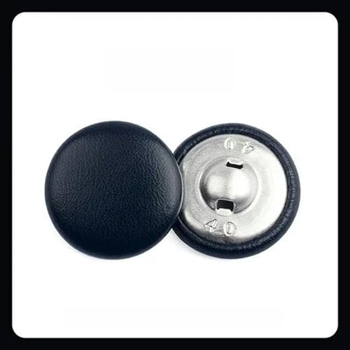 10 Stück Lederknöpfe für Kleidung, DIY-Herstellungsmaterialien, schwarze, runde, weich umwickelte Knopfdruckknöpfe für Stoff-Nähzubehör, Marineblau, 23 mm von VIOLK