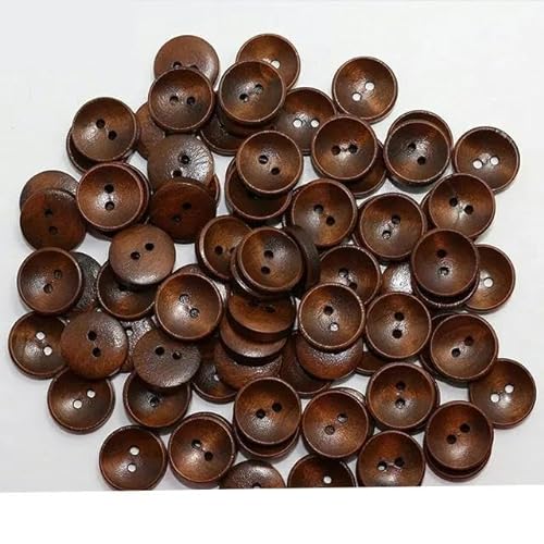 100 Stück Naturholz runde Holzknöpfe Kaffeerot DIY Nähen Scrapbooking für Kleidung handgefertigt 2 Löcher 4 Löcher 11,5 mm 25 mm-2 Löcher Kaffee-25 mm von VIOLK