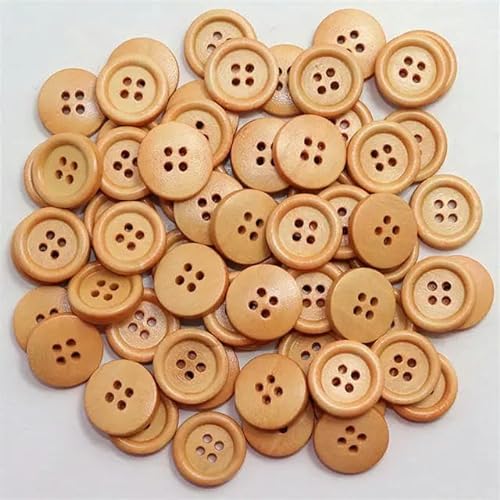 100 Stück Naturholz runde Holzknöpfe Kaffeerot DIY Nähen Scrapbooking für Kleidung handgefertigt 2 Löcher 4 Löcher 11,5 mm 25 mm-4 Löcher hellbraun-15 mm von VIOLK