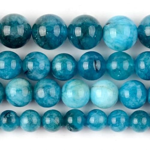 Natursteinperlen 4/6/8/10 mm Lava-Amethyst-Jade, runde Charms, lose Perlen für Schmuckherstellung, DIY-Armband-Zubehör, blauer Apatit, 4 mm, 88–91 Stück von VIOLK