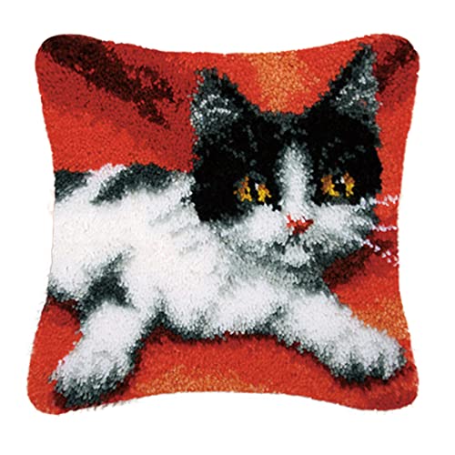 VIONNPPT Katze Knüpfkissen Formteppich Latch Hook Kit DIY Knüpfkissen Kreuzstich,Stickerei Knüpfpackung Knüpfset Haken Kit für Kinder Erwachsene,Anfänger, 40cmx40cm VIONNPPT Katze Knüpfkissen Formteppich Latch Hook Kit DIY Knüpfkissen Kreuzstich,Stickerei Knüpfpackung Knüpfset Haken Kit für Kinder Erwachsene,Anfänger, 40cmx40cm von VIONNPPT
