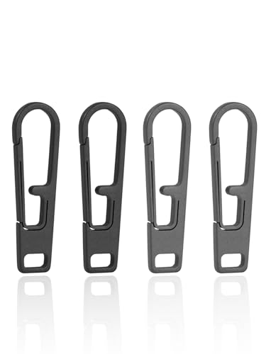 VIPERADE VAT1 Hochleistungs Reißverschlussschieber aus Titan, Universelles Zipper Ersatz Metall für Jacken, Mäntel, Koffer, Gepäck, Rucksäcke, Handtaschen und EDC Taschen (Schwarz-2pcs+Grau-2pcs) von VIPERADE