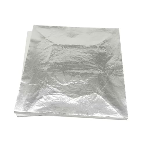 VIPERMARK 100 Stück Goldimitatfolie, verwendet für Kunst- und DIY-Projekte, Skulpturen, Vergoldung, Nägel, Bilderrahmen, Gemälde, Möbel und Wandfolie, silberfarben von VIPERMARK