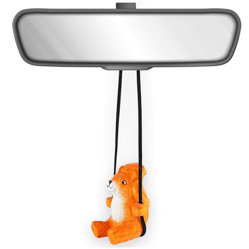 VIPbuy 100 % handgefertigtes Eichhörnchen-Auto-Hängeornament aus Holz, niedlich, handgeschnitzt, bemalt, Holzfigur, Autospiegel, Zubehör, Dekoration, Geschenke von VIPbuy