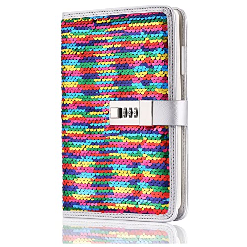 VIPbuy A5 Wieder Auffüllbar Tagebuch Notizbuch Liniert mit Schloss,Notebook Journal Buch mit Stift Halter Kartenfächer für Erwachsene Weihnachten Mädchen Geburtstagsgeschenke(Regenbogen bis Silber) VIPbuy A5 Wieder Auffüllbar Tagebuch Notizbuch Liniert mit Schloss,Notebook Journal Buch mit Stift Halter Kartenfächer für Erwachsene Weihnachten Mädchen Geburtstagsgeschenke(Regenbogen bis Silber) von VIPbuy