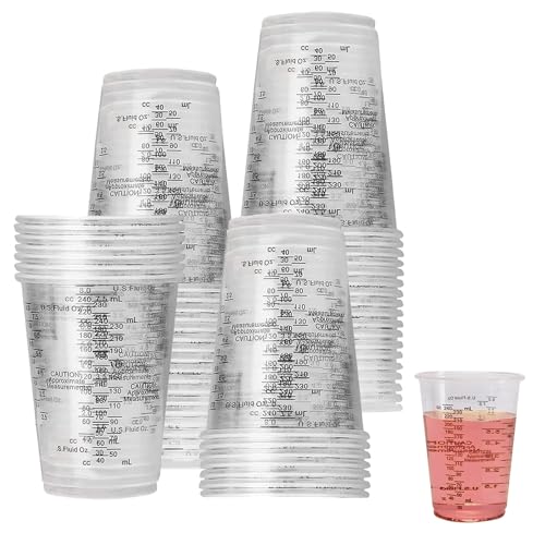 50 Stück Epoxidharz Mischbecher, 240 ml Lackmischbecher, Becher Pigment mit Skala, Lackmischbecher, Messbecher Harz, für Mischen von Harz, Farbe, Pigment, Kochen(Wiederverwendbar) von VIQIHEOE