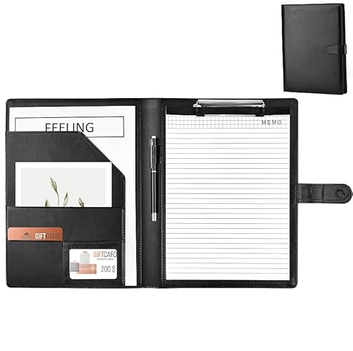 A4 Klemmbrettmappe, Klemmbrett A4 mit Deckel, Ordner Klemmbrettmappe, Mappe A4 Schreibmappe, Konferenzmappe aus PU Leder, Dokumentenmappe für Unternehmen, Schwarz, für das Büro, Konferenzen A4 Klemmbrettmappe, Klemmbrett A4 mit Deckel, Ordner Klemmbrettmappe, Mappe A4 Schreibmappe, Konferenzmappe aus PU Leder, Dokumentenmappe für Unternehmen, Schwarz, für das Büro, Konferenzen von VIQIHEOE