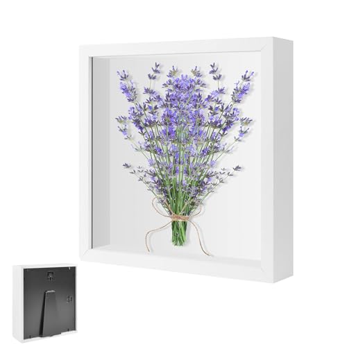 Bilderrahmen zum Befüllen, Tiefer Bilderrahmen zum Befüllen 20 x 25 cm, Holz Objektrahmen mit Transparente Acrylplatte, 3D Vitrine Rahmen Tiefer 3cm, für Blumen, Hochzeitsgeschenk, Weiß von VIQIHEOE