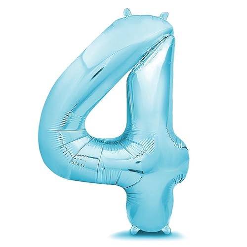 Virsus Hellblauer metallischer Luftballon aufblasbar 312, Länge 101 cm, Heliumballons für Geburtstag, Dekoration, Kinderparty, Event, Jubiläum, aufblasbar mit Strohhalm (Nummer 4) von VIRSUS