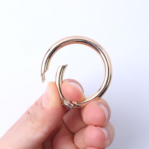 10 Stück Metallfeder O-Ring Clip Schlüsselanhänger, runder Snap Clip Schlüsselring Karabinerhaken Clip, Metall Schlüsselring, runder Snap Clip für Schlüsselbund (Gold23mm) von VISIOLEX