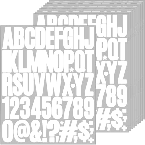 10 Blatt Buchstaben Aufkleber, 490 Stück Buchstaben Zahlen Aufkleber 5cm Klebebuchstaben Groß Selbstklebend Wasserfeste Vinyl Sticker für Scrapbooking,Grußkarten,Briefkasten,DIY Dekoration (Weiß) 10 Blatt Buchstaben Aufkleber, 490 Stück Buchstaben Zahlen Aufkleber 5cm Klebebuchstaben Groß Selbstklebend Wasserfeste Vinyl Sticker für Scrapbooking,Grußkarten,Briefkasten,DIY Dekoration (Weiß) von VISLANTE