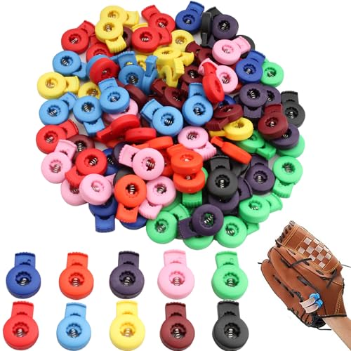 VISSQH 100 Pieces Plastic Cord stoppers, Colourful Cord Locks Cord Closure, Cord clamp, Cord Lock,1-Hole Cord Stoppers, for Camping, Hiking, Sports, Backpacks, Replacement Laces von VISSQH