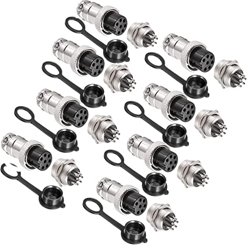 VISSQH 16pcs GX12 7 Pin Panel Metal Mounting Round Aviation Plug, 12 mm Male/Female Aviation Plug Cable Connector 7-Pin+Rubber Protective Cap and Screwdriver VISSQH 16pcs GX12 7 Pin Panel Metal Mounting Round Aviation Plug, 12 mm Male/Female Aviation Plug Cable Connector 7-Pin+Rubber Protective Cap and Screwdriver von VISSQH