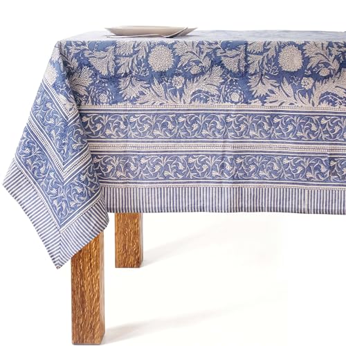 VISTALOOM Tischdecke mit Blockdruck, 152,4 x 274,4 cm, rechteckig, 100 % Baumwolle, handgefertigt, waschbar, für Frühling, Küche und Esszimmer, perfekt für Terrasse VISTALOOM Tischdecke mit Blockdruck, 152,4 x 274,4 cm, rechteckig, 100 % Baumwolle, handgefertigt, waschbar, für Frühling, Küche und Esszimmer, perfekt für Terrasse von VISTALOOM