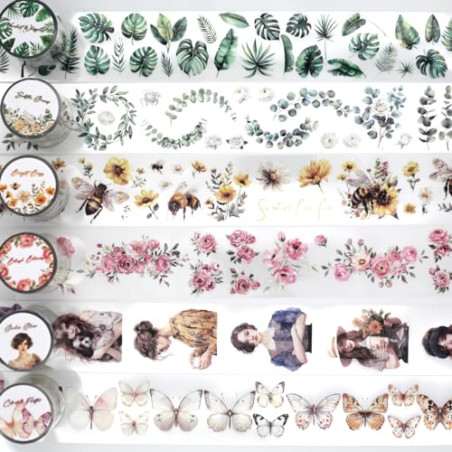 VISUMCIP PET-Klebeband-Set, Eukalyptusblätter, tropisches Laub, Blumenmuster, Bibel-Tagebuch, Scrapbooking-Zubehör, ideal für Tagebuch, Scrapbooking VISUMCIP PET-Klebeband-Set, Eukalyptusblätter, tropisches Laub, Blumenmuster, Bibel-Tagebuch, Scrapbooking-Zubehör, ideal für Tagebuch, Scrapbooking von VISUMCIP