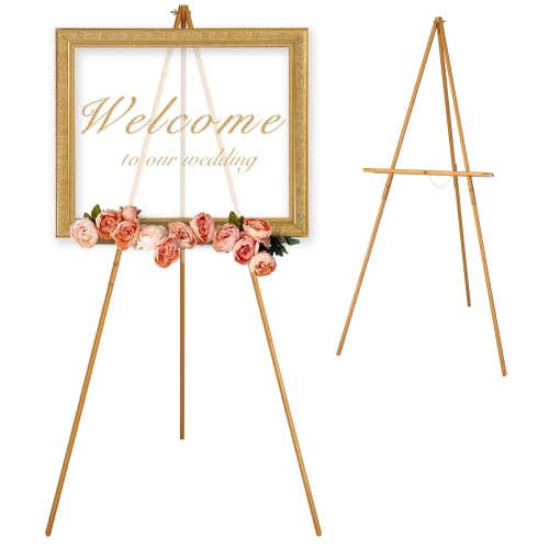 VISWIN 160cm Dreibein Staffelei Holz Groß, Faltbare Staffelei Groß für Hochzeit, Schilder, Poster, A-Rahmen Leinwand Ständer mit Tablett für Malen, Leinwand – Gold VISWIN 160cm Dreibein Staffelei Holz Groß, Faltbare Staffelei Groß für Hochzeit, Schilder, Poster, A-Rahmen Leinwand Ständer mit Tablett für Malen, Leinwand – Gold von VISWIN