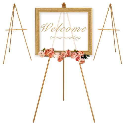 VISWIN 3 Stück 160cm Dreibein Staffelei Holz Groß, Faltbare Staffelei Groß für Hochzeit, Schilder, Poster, A-Rahmen Leinwand Ständer mit Tablett für Malen, Leinwand – Gold VISWIN 3 Stück 160cm Dreibein Staffelei Holz Groß, Faltbare Staffelei Groß für Hochzeit, Schilder, Poster, A-Rahmen Leinwand Ständer mit Tablett für Malen, Leinwand – Gold von VISWIN