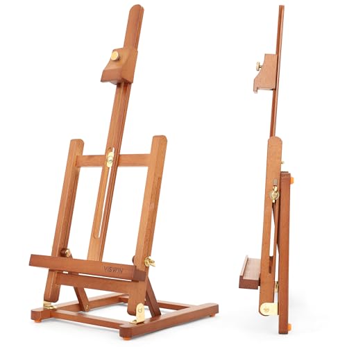 VISWIN 64cm Einfache Tischstaffelei mit H-Rahmen, für Leinwände bis zu 40cm, verstellbare Staffelei aus Buchenholz, tragbare Mal- und Präsentationsstaffelei für Erwachsene, Anfänger und Künstler VISWIN 64cm Einfache Tischstaffelei mit H-Rahmen, für Leinwände bis zu 40cm, verstellbare Staffelei aus Buchenholz, tragbare Mal- und Präsentationsstaffelei für Erwachsene, Anfänger und Künstler von VISWIN