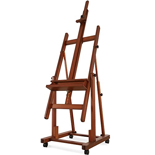 VISWIN Extra Große H-Rahmen Staffelei, Hält Leinwand 208cm, Neigbar Buchenholz Atelierstaffelei Groß mit Rädern, Verstellbarer Ständer Malstaffelei für Künstler, Erwachsene, Leinwand Ständer für Malen VISWIN Extra Große H-Rahmen Staffelei, Hält Leinwand 208cm, Neigbar Buchenholz Atelierstaffelei Groß mit Rädern, Verstellbarer Ständer Malstaffelei für Künstler, Erwachsene, Leinwand Ständer für Malen von VISWIN