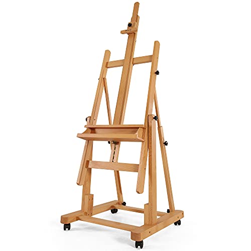 VISWIN Extra Große H-Rahmen Staffelei, Hält Leinwand 208cm, Neigbar Buchenholz Atelierstaffelei Groß mit Rädern, Verstellbarer Ständer Malstaffelei für Künstler, Erwachsene, Leinwand Ständer für Malen VISWIN Extra Große H-Rahmen Staffelei, Hält Leinwand 208cm, Neigbar Buchenholz Atelierstaffelei Groß mit Rädern, Verstellbarer Ständer Malstaffelei für Künstler, Erwachsene, Leinwand Ständer für Malen von VISWIN