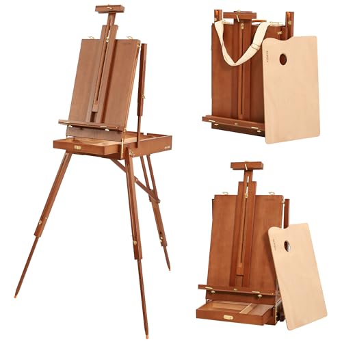 VISWIN Tragbare Plein-Air Staffelei, Faltbare Buchenholz Tisch- oder Bodenstaffelei Groß mit Schultergurt, Leinwand Ständer für Malen, Künstler, Erwachsene mit Nivellierinstrument & Skalenbein VISWIN Tragbare Plein-Air Staffelei, Faltbare Buchenholz Tisch- oder Bodenstaffelei Groß mit Schultergurt, Leinwand Ständer für Malen, Künstler, Erwachsene mit Nivellierinstrument & Skalenbein von VISWIN