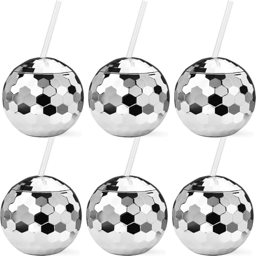 VITEVER 6 Stück 540 ml Discokugelbecher mit Deckel und Trinkhalmen Wiederverwendbar, silberfarben, Discokugel-Becher, Cocktailbecher, glitzernd, Disco-Bar, Party, Wein, Trinken, Tee, Sirup, Flasche VITEVER 6 Stück 540 ml Discokugelbecher mit Deckel und Trinkhalmen Wiederverwendbar, silberfarben, Discokugel-Becher, Cocktailbecher, glitzernd, Disco-Bar, Party, Wein, Trinken, Tee, Sirup, Flasche von VITEVER
