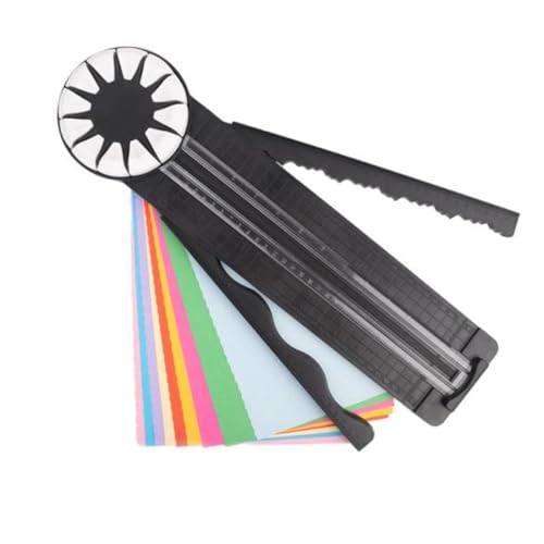 Paper Craft Kantenschneider, 12 Formen in 1 Bastelpapier Kantenschneider, Kantenschneider Papier Basteln, Präzisionspapier Edger mit Maßen, Maschine für DIY Scrapbooking, Fotokarton (Schwarz) von VIUXL