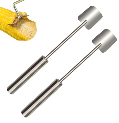 VIUXL Corn cob Stripper, Corn Peeler for Corn on The Cob, 2024 New Long Handle Stainless Steel Corn Stripping Tool, 304 Stainless Steel Corn Thresher with Ergonomic Handle (2 pcs) von VIUXL