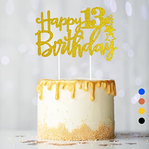 Happy 13th Birthday Tortendeko Geburtstag, Kuchendeko Geburtstag Geburstagstorte Deko für Jungen Mädchen Mann Frau-Golden Happy 13th Birthday Tortendeko Geburtstag, Kuchendeko Geburtstag Geburstagstorte Deko für Jungen Mädchen Mann Frau-Golden von VIVEY