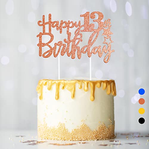 Happy 13th Birthday Tortendeko Geburtstag, Kuchendeko Geburtstag Geburstagstorte Deko für Jungen Mädchen Mann Frau-Roségold Happy 13th Birthday Tortendeko Geburtstag, Kuchendeko Geburtstag Geburstagstorte Deko für Jungen Mädchen Mann Frau-Roségold von VIVEY
