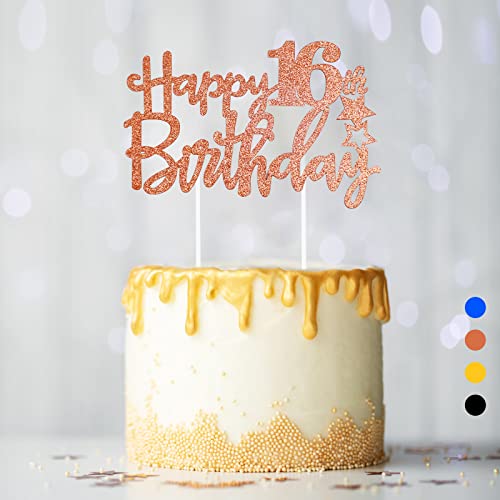 Happy 16th Birthday Tortendeko Geburtstag, Kuchendeko Geburtstag Geburstagstorte Deko für Jungen Mädchen Mann Frau-Roségold Happy 16th Birthday Tortendeko Geburtstag, Kuchendeko Geburtstag Geburstagstorte Deko für Jungen Mädchen Mann Frau-Roségold von VIVEY