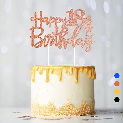Happy 18th Birthday Tortendeko Geburtstag, Kuchendeko Geburtstag Geburstagstorte Deko für Jungen Mädchen Mann Frau-Roségold Happy 18th Birthday Tortendeko Geburtstag, Kuchendeko Geburtstag Geburstagstorte Deko für Jungen Mädchen Mann Frau-Roségold von VIVEY