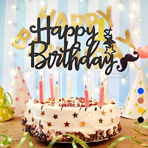 Happy 1th Birthday Tortendeko Geburtstag, Kuchendeko Geburtstag Schwarz Gold Geburstagstorte Deko für Jungen Mädchen Mann Frau Happy 1th Birthday Tortendeko Geburtstag, Kuchendeko Geburtstag Schwarz Gold Geburstagstorte Deko für Jungen Mädchen Mann Frau von VIVEY