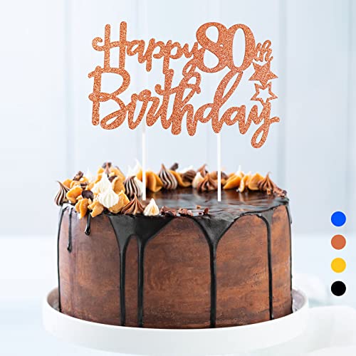 Happy 80th Birthday Tortendeko Geburtstag, Kuchendeko Geburtstag Geburstagstorte Deko für Jungen Mädchen Mann Frau-Roségold Happy 80th Birthday Tortendeko Geburtstag, Kuchendeko Geburtstag Geburstagstorte Deko für Jungen Mädchen Mann Frau-Roségold von VIVEY