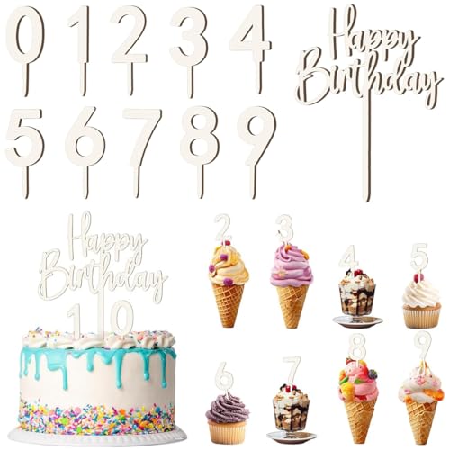 VIVIIHOO Cake Topper Geburtstag aus Holz mit Zahlen 0-9 - Happy Birthday Tortendeko für unvergessliche Geburtstagsfeiern und Hochzeiten VIVIIHOO Cake Topper Geburtstag aus Holz mit Zahlen 0-9 - Happy Birthday Tortendeko für unvergessliche Geburtstagsfeiern und Hochzeiten von VIVIIHOO