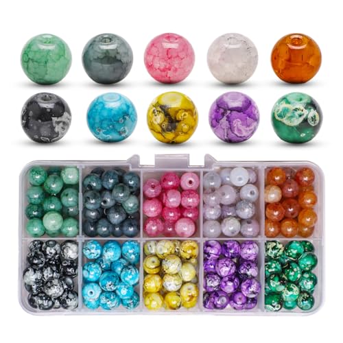 VIVIIHOO Edelstein Perlen 8mm - 200 Stk Naturstein Perlen zum Auffädeln für Schmuckherstellung, 10 Sortierte Edelsteine mit Loch - Schmuckperlen für Armbänder & Halsketten von VIVIIHOO